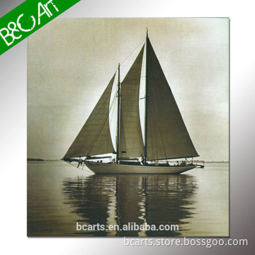 Grey background picture decor wide seascape canvas print modern sailboat oil painting